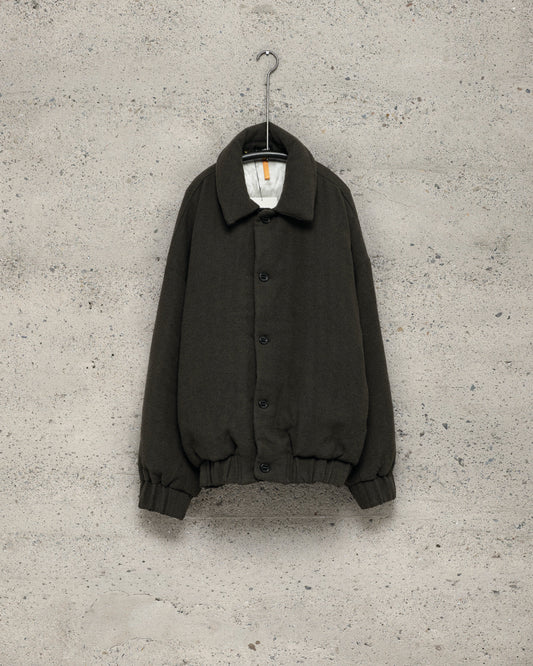 MAN-TLE Down Jacket - Heavy Wool/Linen Herringbone, Dark Olive