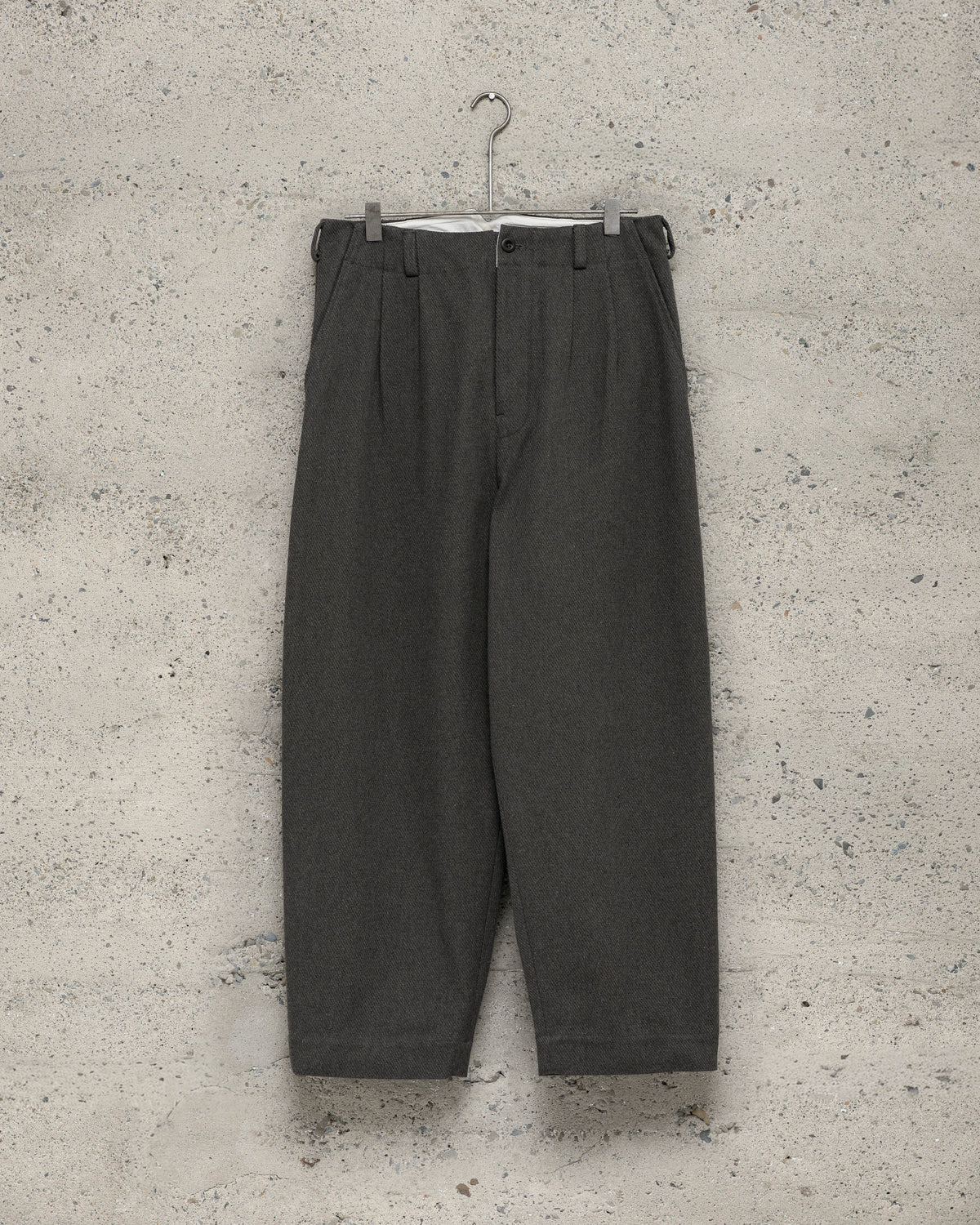 Two Pleat Pant - Top Dyed Cotton Kersey, Olive Heather