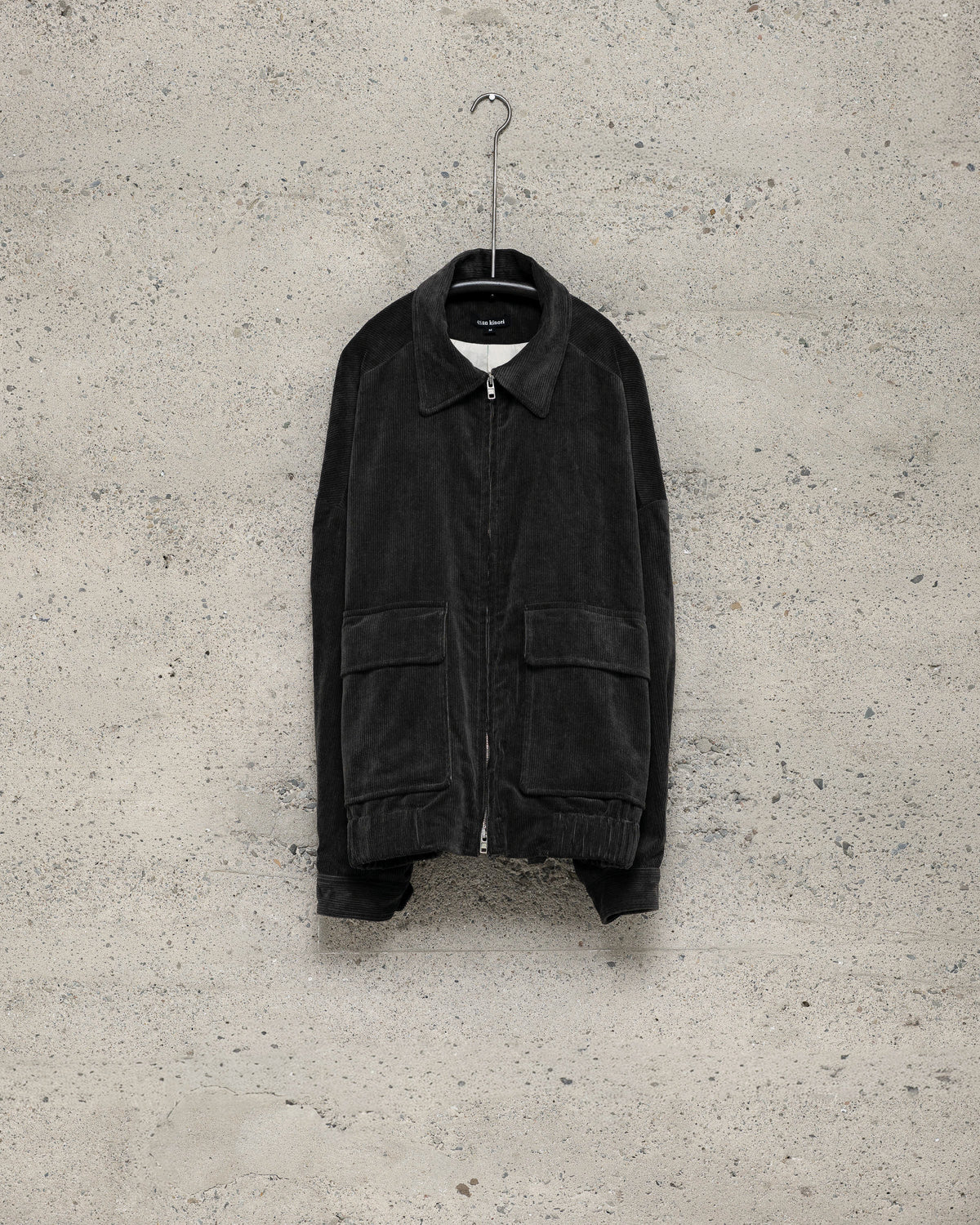 Zip Jacket Two - Carbon Dyed Cotton/Linen Corduroy, Charcoal