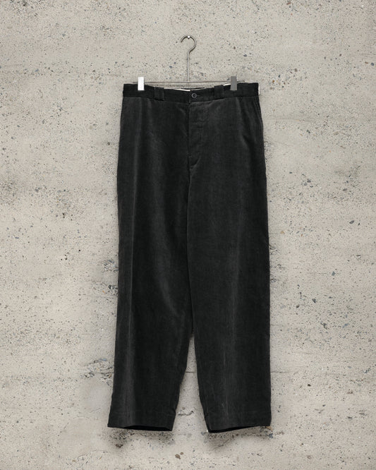 Flat Front Pant - Carbon Dyed Cotton/Linen Corduroy, Charcoal
