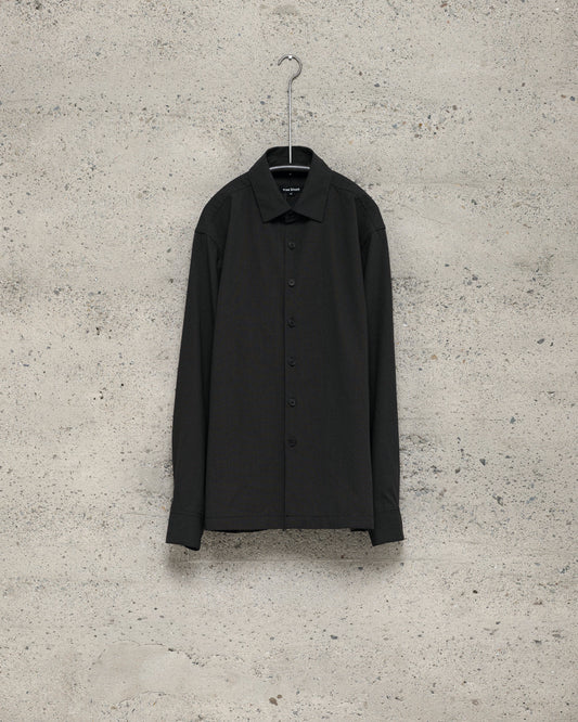 Flat Hem Shirt - Worsted Wool Check, Olive/Black