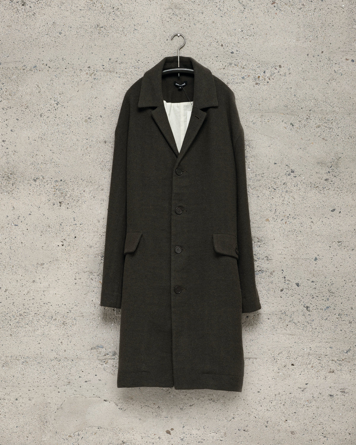 Big Coat - Heavy Wool/Linen Herringbone, Dark Olive