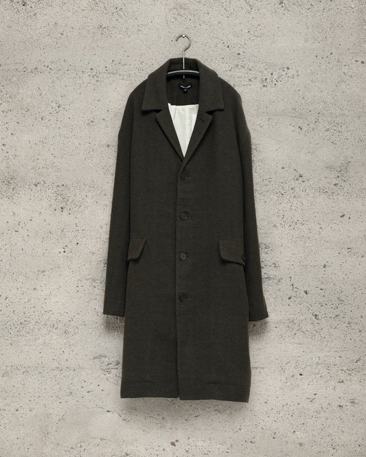 Big Coat - Heavy Wool/Linen Herringbone, Dark Olive