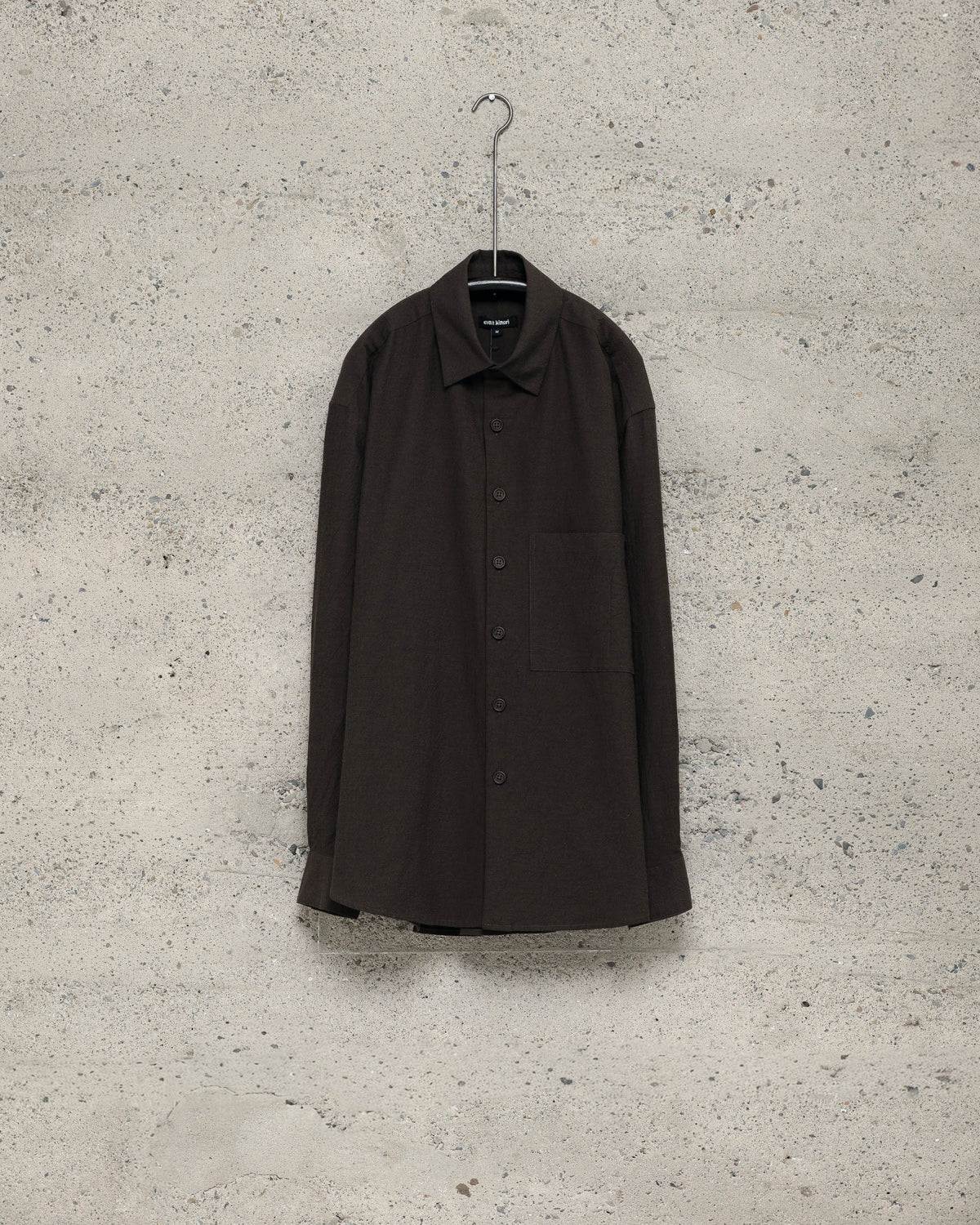 Big Shirt Two - Yarn Dyed Cotton/Yak Twill, Brown/Black