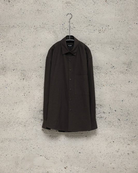 Big Shirt Two - Yarn Dyed Cotton/Yak Twill, Brown/Black
