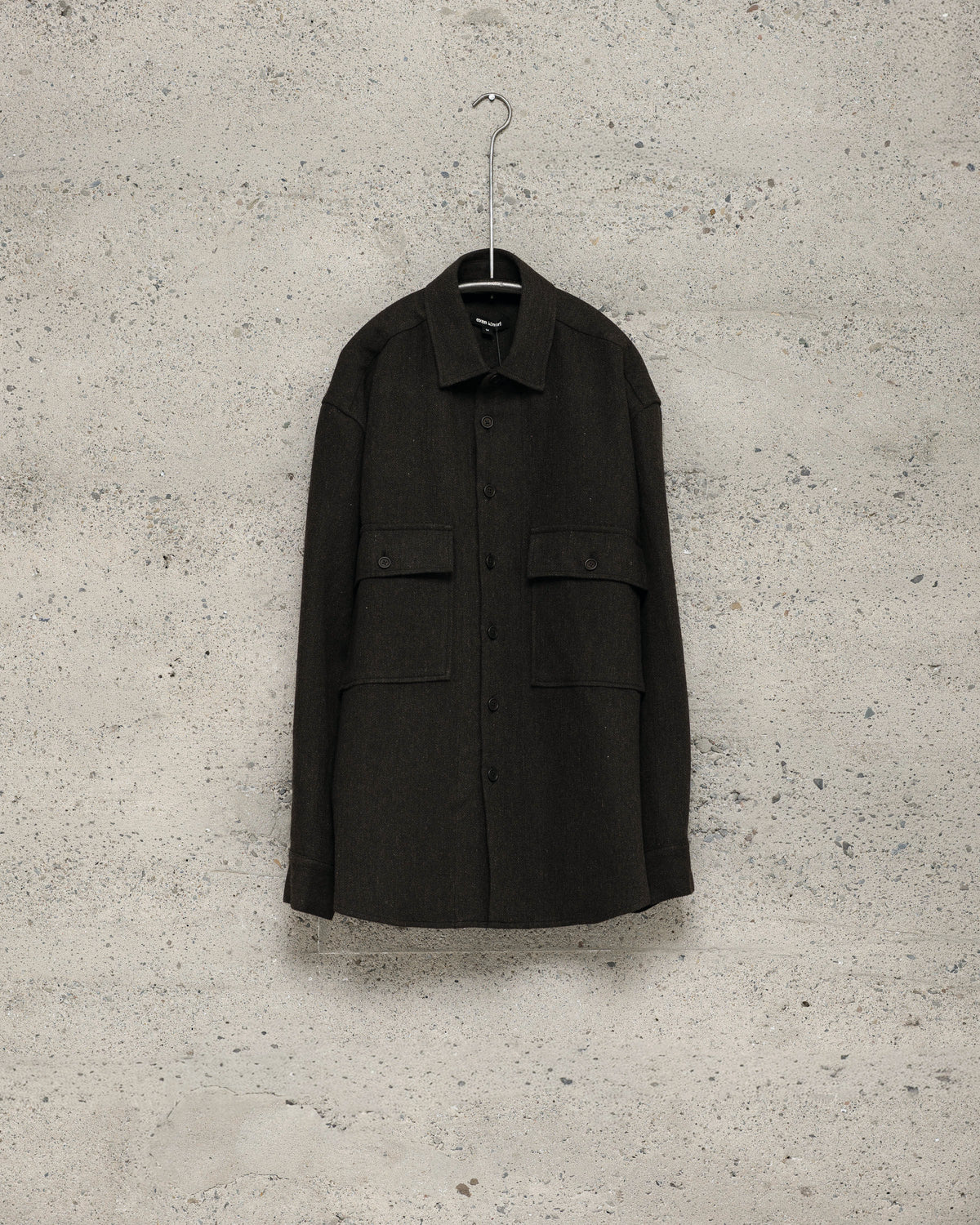 Big Shirt - Wool/Linen Herringbone, Black/Brown