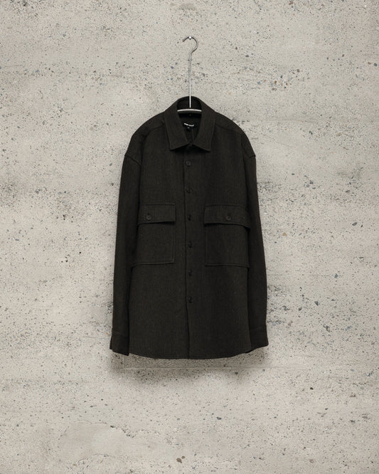 Big Shirt - Wool/Linen Herringbone, Black/Brown