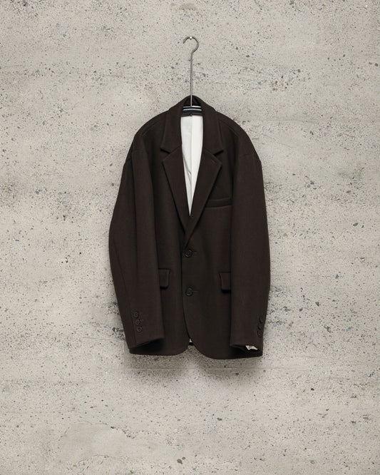 Three Button Jacket - Heavy Wool Flannel, Dark Brown