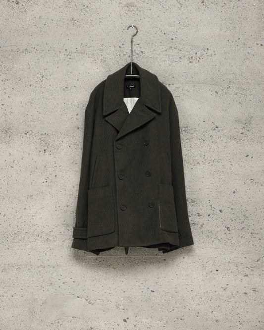 Peacoat - Heavy Wool/Linen Herringbone, Dark Olive