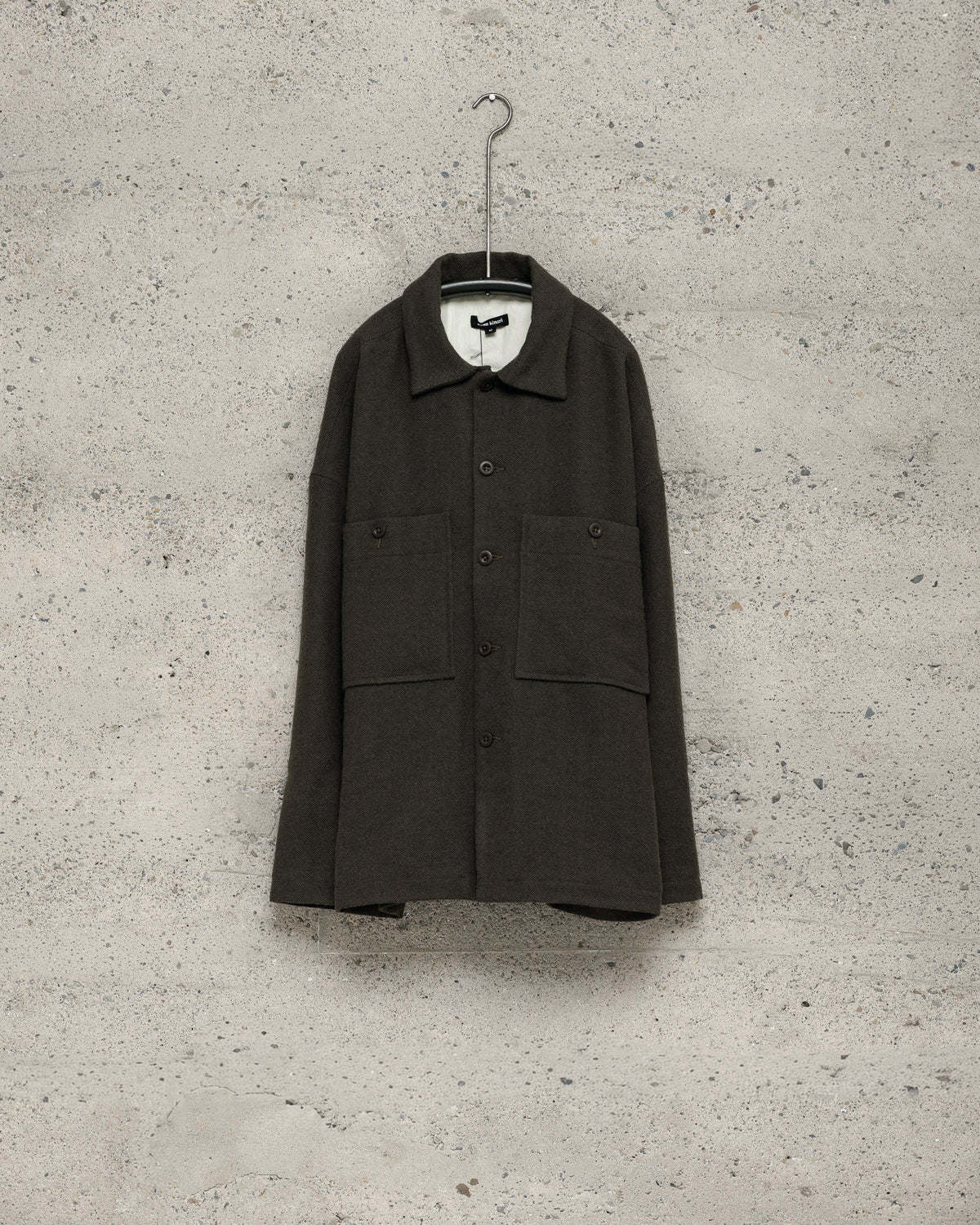 Field Shirt Two - Heavy Wool/Linen Herringbone, Dark Olive