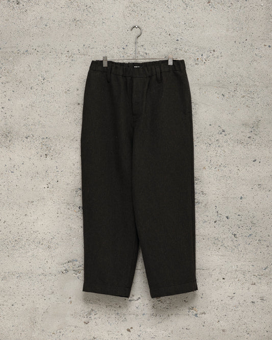 Elastic Pant - Wool/Linen Herringbone, Black/Brown