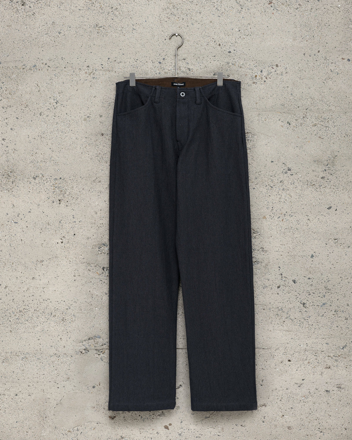 Four Pocket Pant - Yarn Dyed Cotton Twill, Navy/Grey