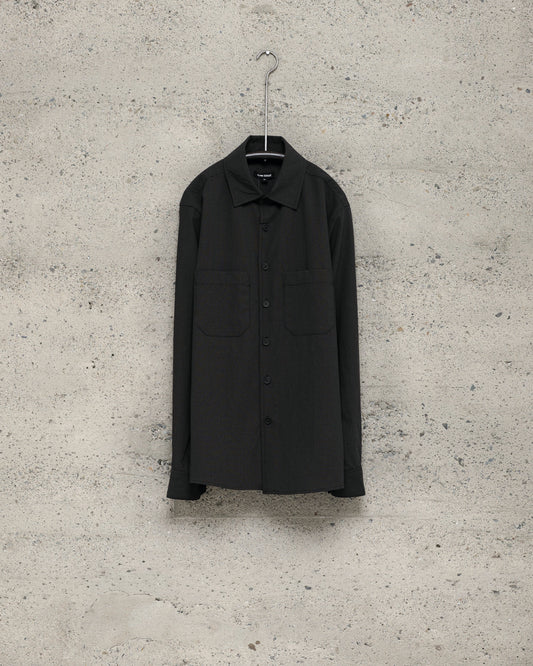 Two Pocket Shirt - Worsted Wool Check, Olive/Black