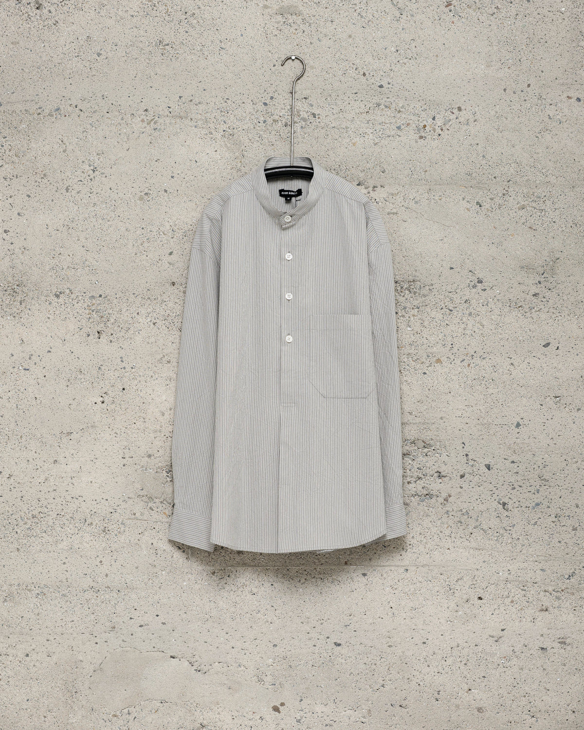 Popover Shirt - Organic Cotton Stripe, Light Grey/Black