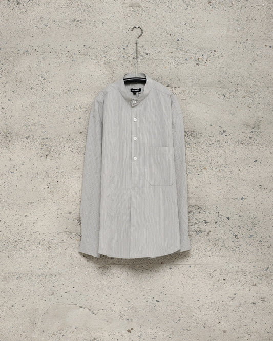 Popover Shirt - Organic Cotton Stripe, Light Grey/Black