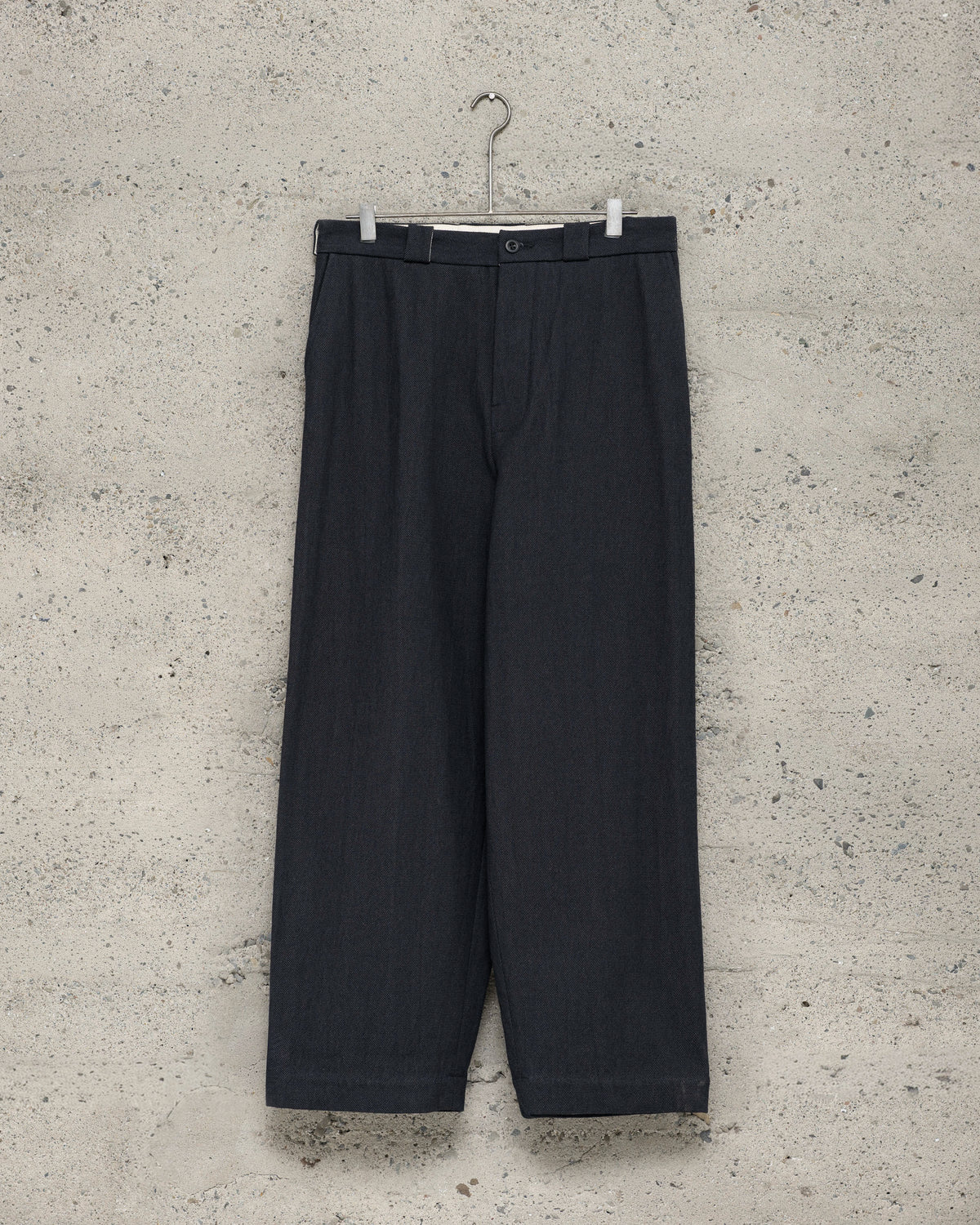 Flat Front Pant - Yarn Dyed Cotton Twill, Navy/Grey