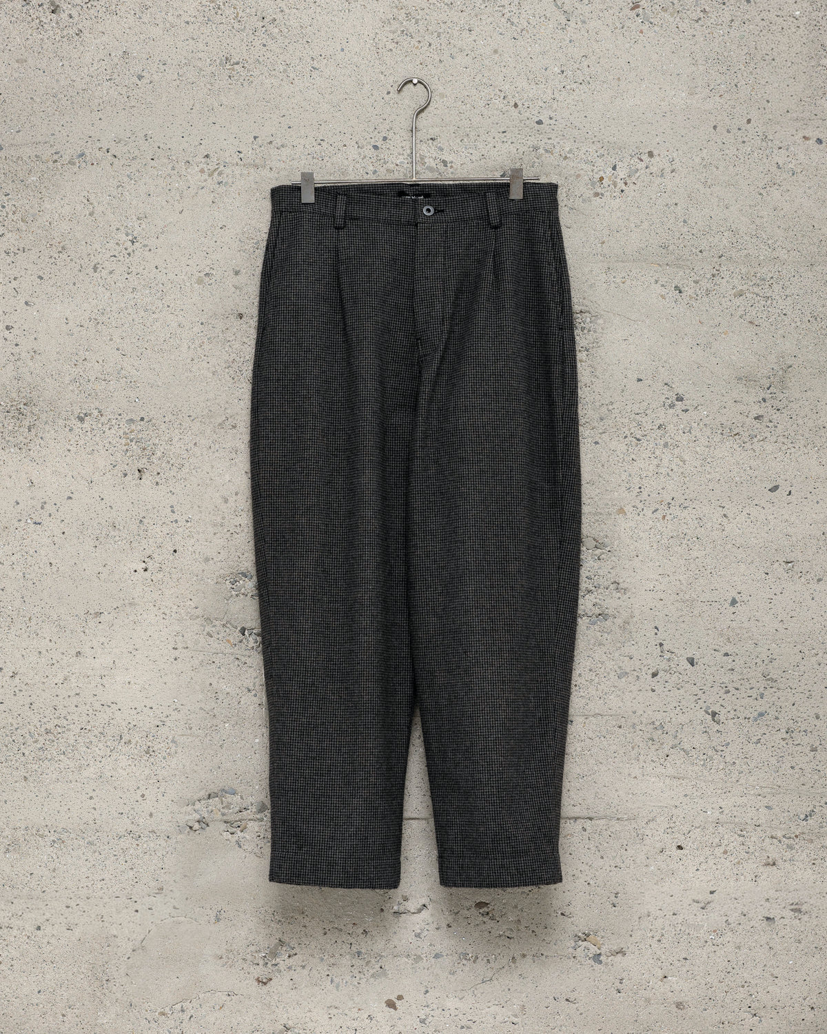 Single Pleat Pant - Wool/Cotton/Cashmere Puppytooth, Charcoal/Black