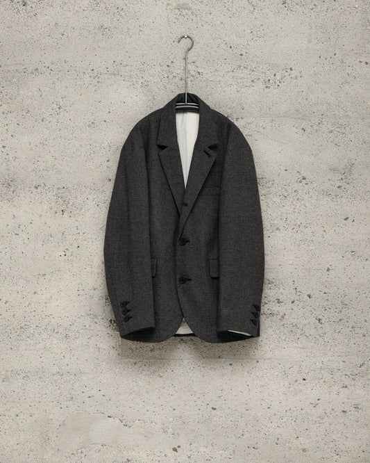 Three Button Jacket - Wool/Cotton/Cashmere Puppytooth, Charcoal/Black