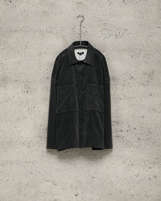 Field Shirt Two - Carbon Dyed Cotton/Linen Corduroy, Charcoal