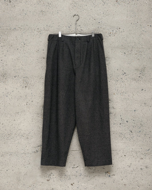 Two Pleat Pant - Wool/Cotton/Cashmere Puppytooth, Charcoal/Black