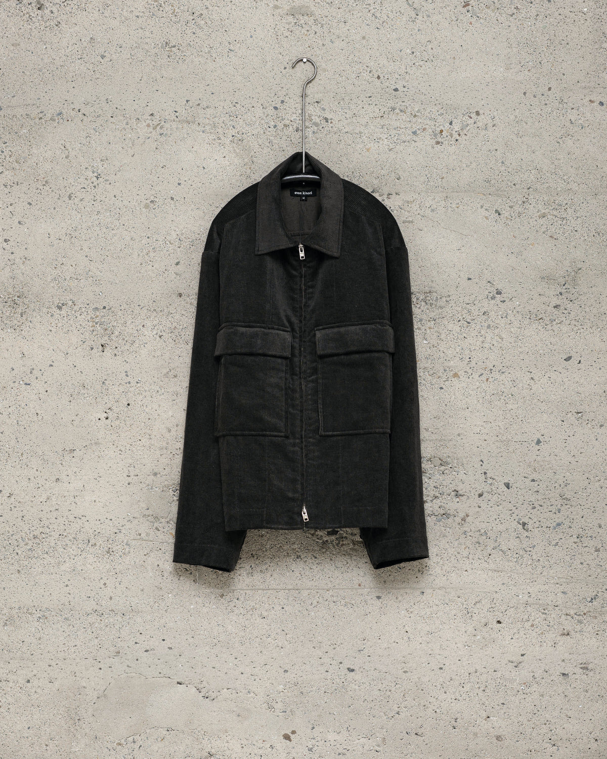 Zip Jacket - Carbon Dyed Cotton/Linen Corduroy, Charcoal