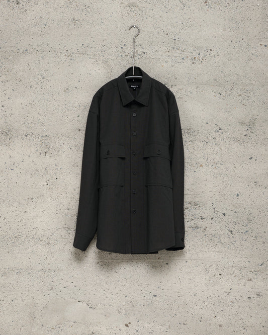 Big Shirt - Worsted Wool Check, Olive/Black