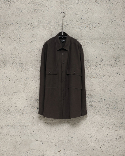 Big Shirt - Yarn Dyed Cotton/Yak Twill, Brown/Black