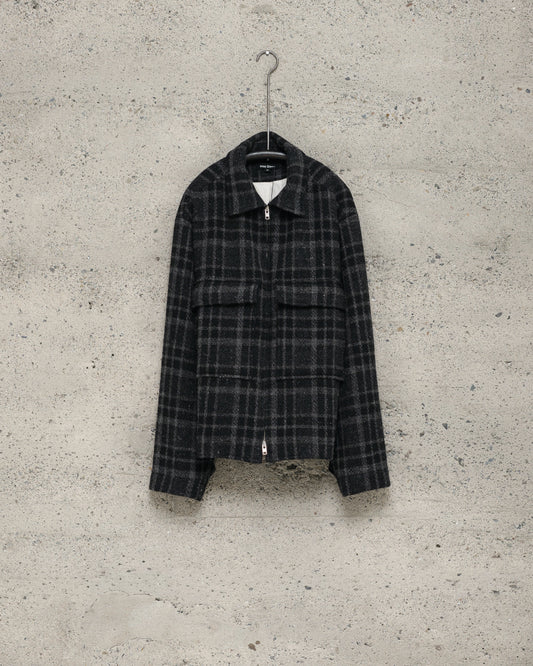 Zip Jacket - Wool Tweed Check, Black/Grey