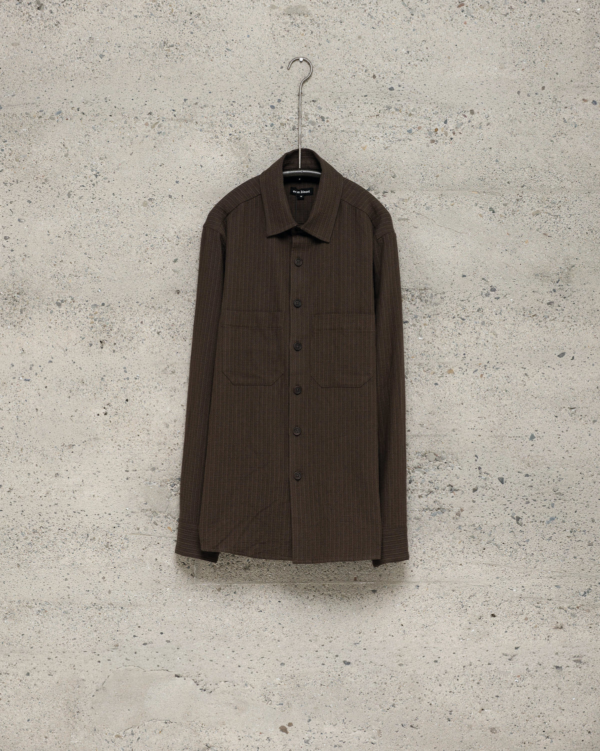 Two Pocket Shirt - Cotton Dobby Stripe, Dark Olive
