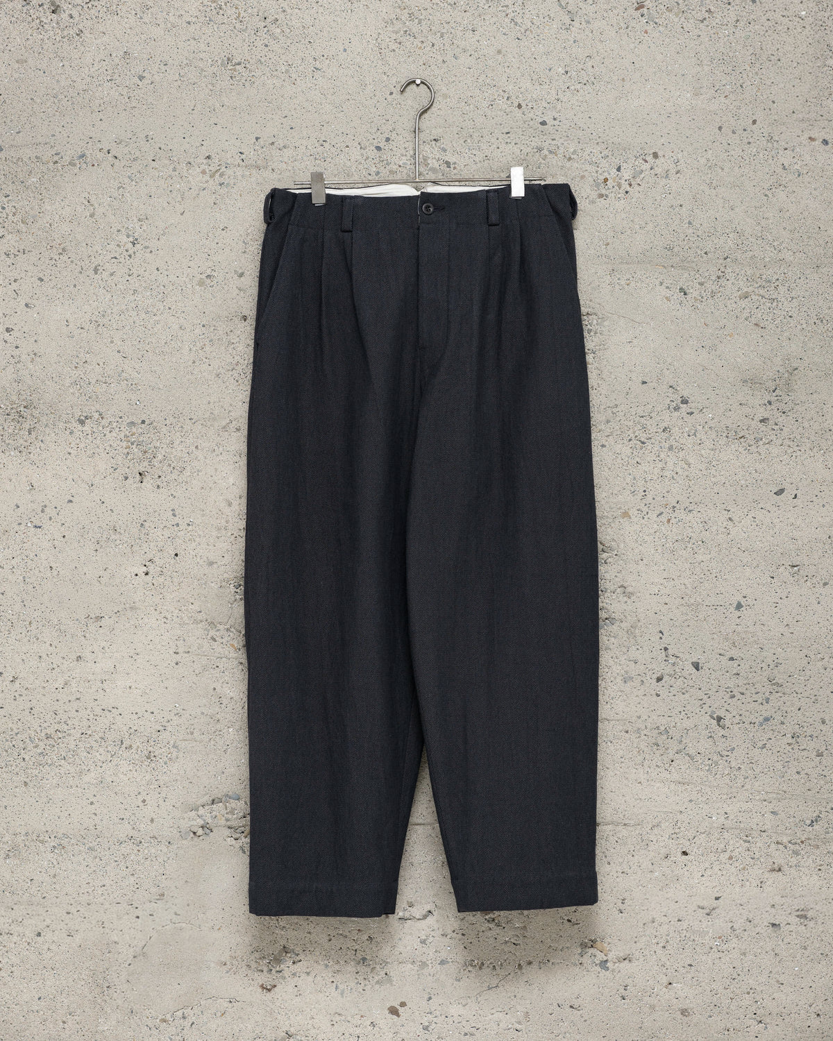 Two Pleat Pant - Yarn Dyed Cotton Twill, Navy/Grey