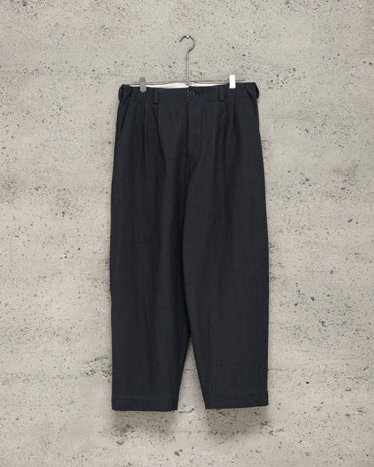 Two Pleat Pant - Yarn Dyed Cotton Twill, Navy/Grey