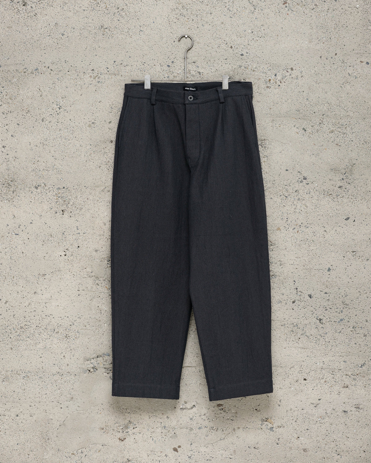 Single Pleat Pant - Yarn Dyed Cotton Twill, Navy/Grey