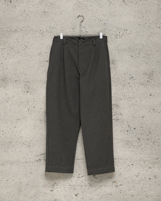 Single Pleat Pant - Top Dyed Cotton Kersey, Olive Heather