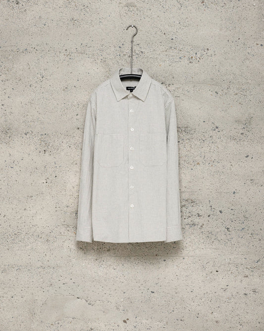 Two Pocket Shirt - Cotton Gridcloth, Natural/Black