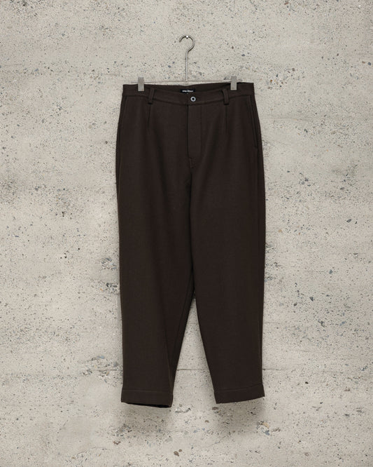 Single Pleat Pant - Heavy Wool Flannel, Dark Brown