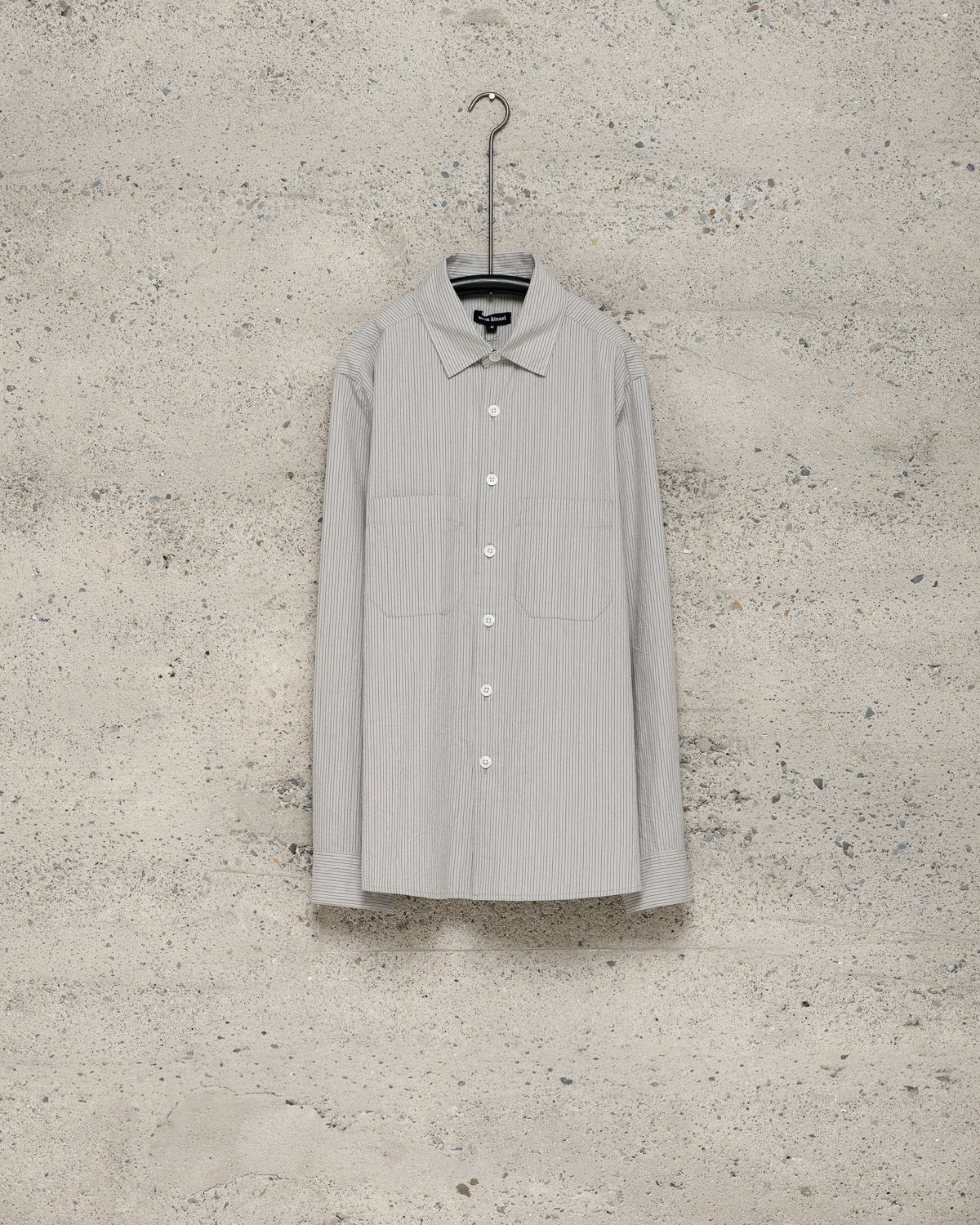 Two Pocket Shirt - Organic Cotton Stripe, Light Grey/Black