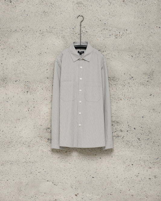 Two Pocket Shirt - Organic Cotton Stripe, Light Grey/Black