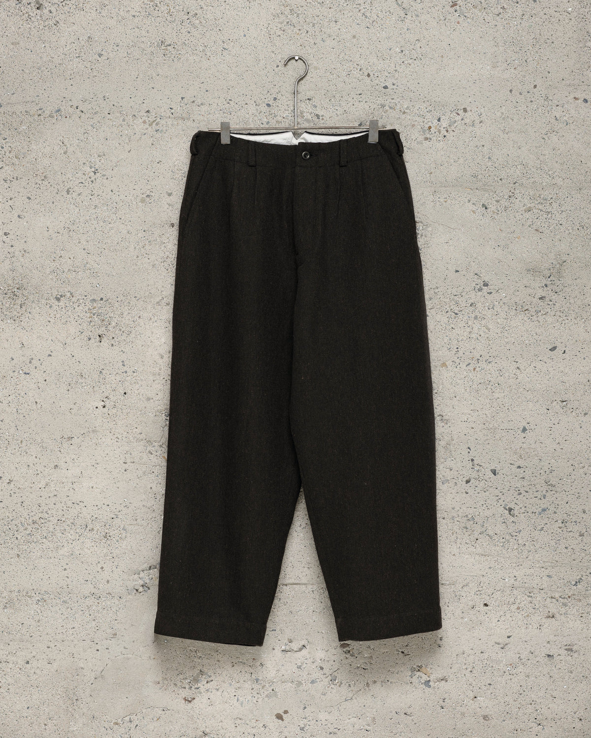 Two Pleat Pant - Wool/Linen Herringbone, Black/Brown