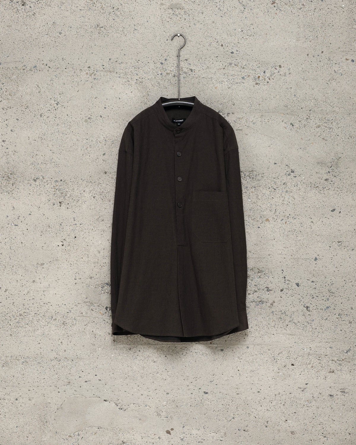 Popover Shirt - Yarn Dyed Cotton/Yak Twill, Brown/Black