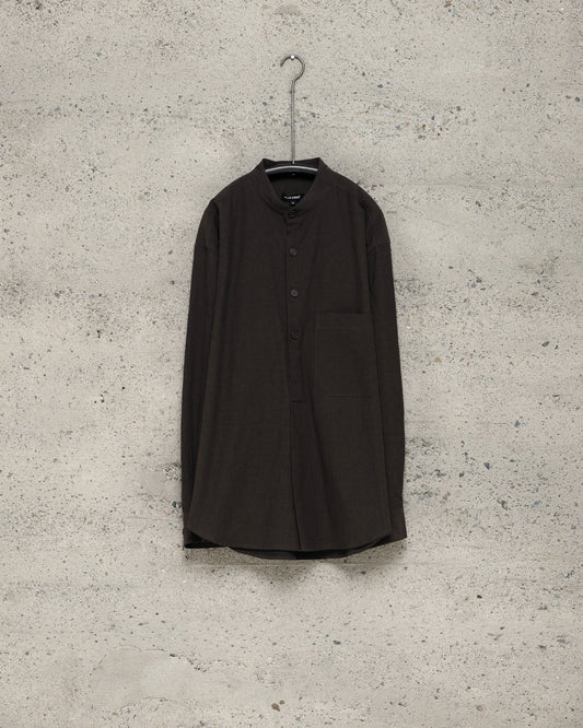 Popover Shirt - Yarn Dyed Cotton/Yak Twill, Brown/Black
