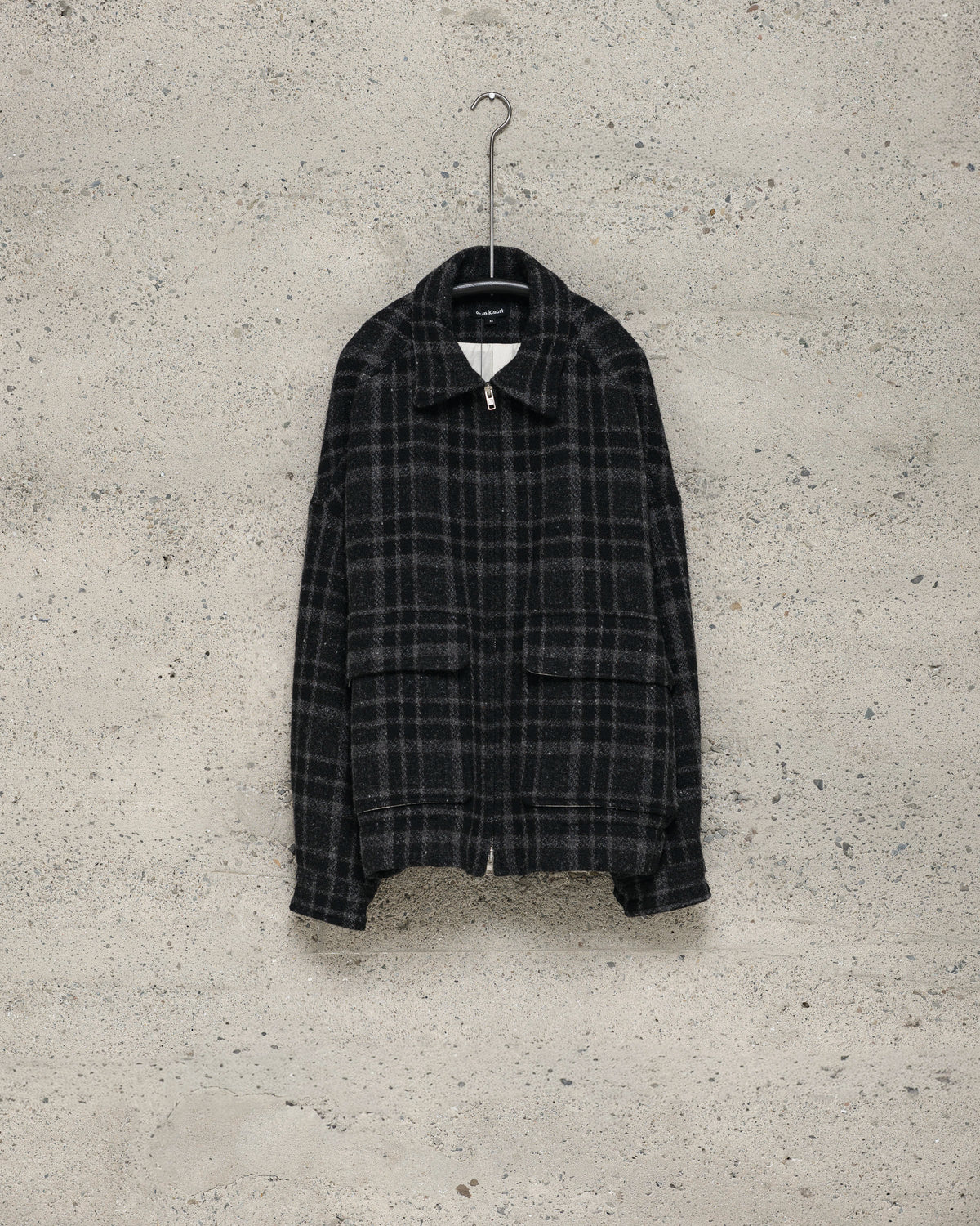 Zip Jacket Two - Wool Tweed Check, Black/Grey