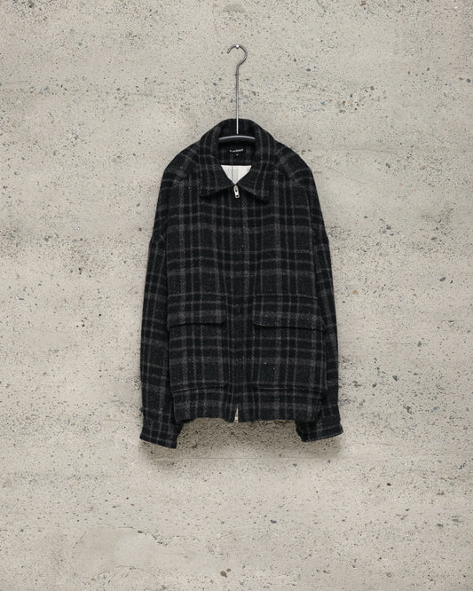 Zip Jacket Two - Wool Tweed Check, Black/Grey