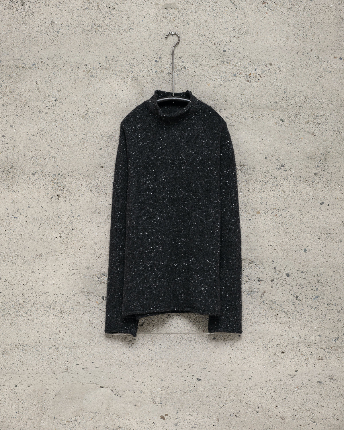 Rollneck Sweater - Wool/Cashmere Tweed, Black