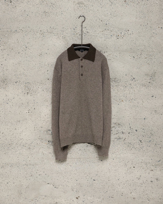 Knit Polo - Undyed Yak Wool, Dark Brown/Light Brown