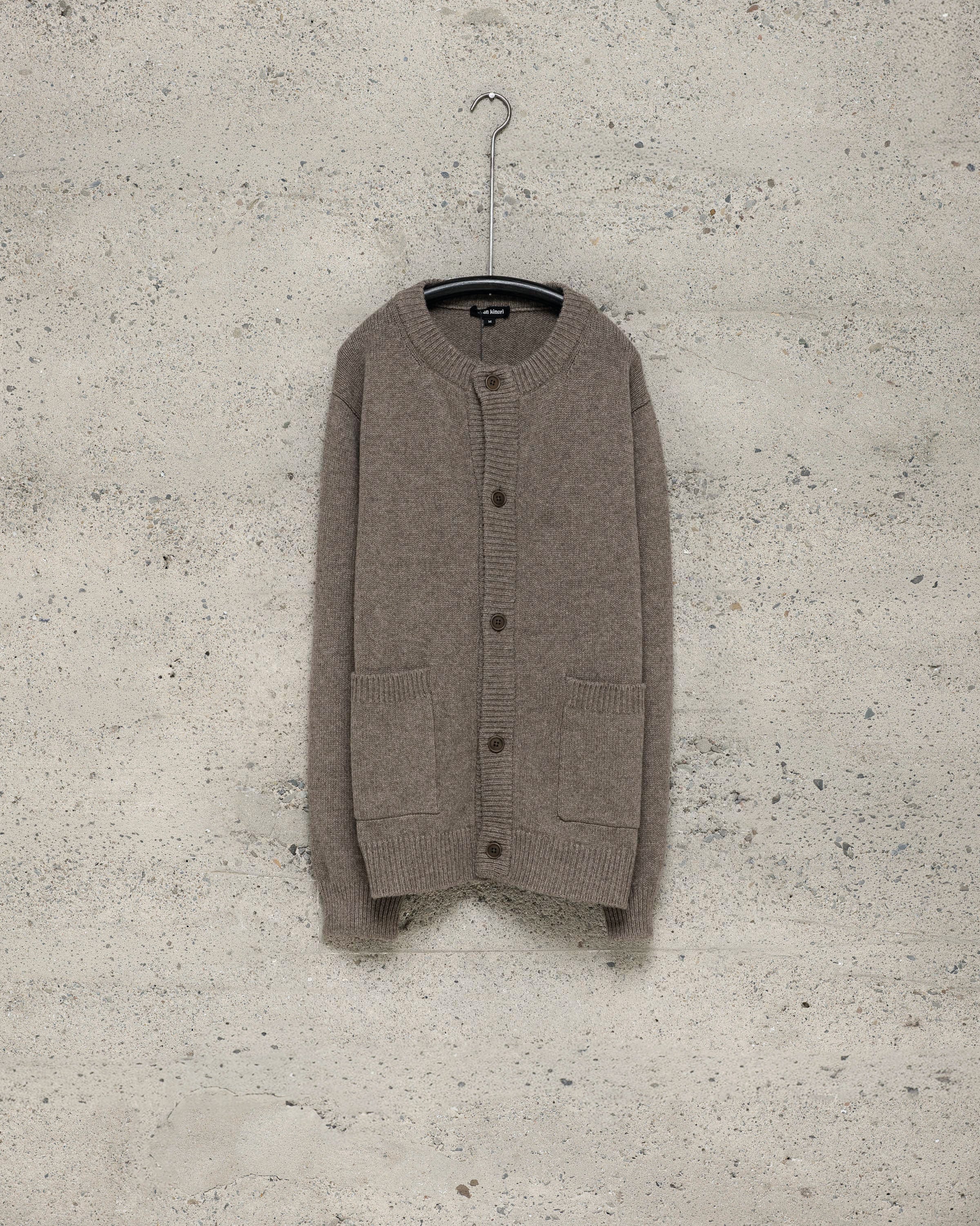 Crewneck Cardigan - Undyed Yak Wool, Light Brown – evan kinori
