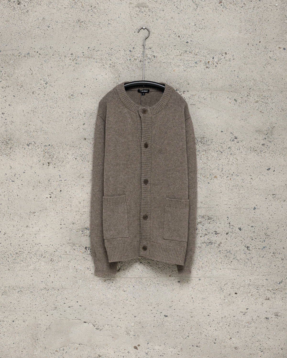 Crewneck Cardigan - Undyed Yak Wool, Light Brown