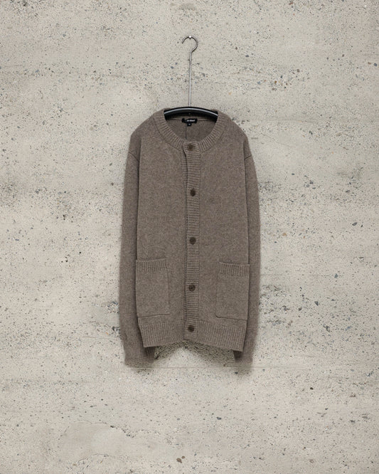 Crewneck Cardigan - Undyed Yak Wool, Light Brown