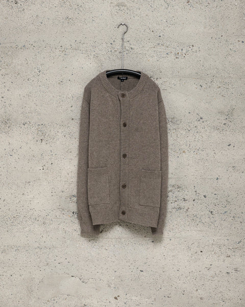 Crewneck Cardigan - Undyed Yak Wool, Light Brown – evan kinori