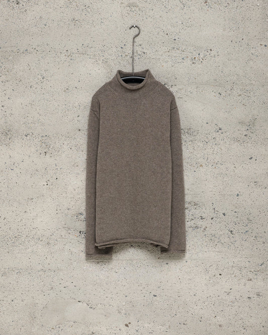 Rollneck Sweater - Undyed Yak Wool, Light Brown