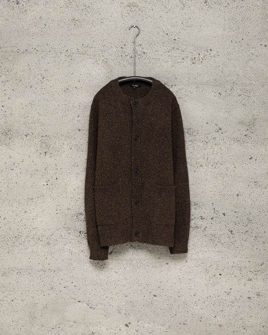 Crewneck Cardigan - Top Dyed Wool, Dark Olive